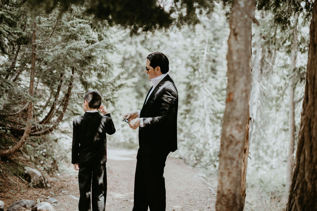 dad and son on wedding day