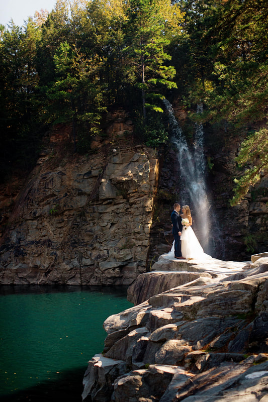 Charlotte Wedding with a waterfall