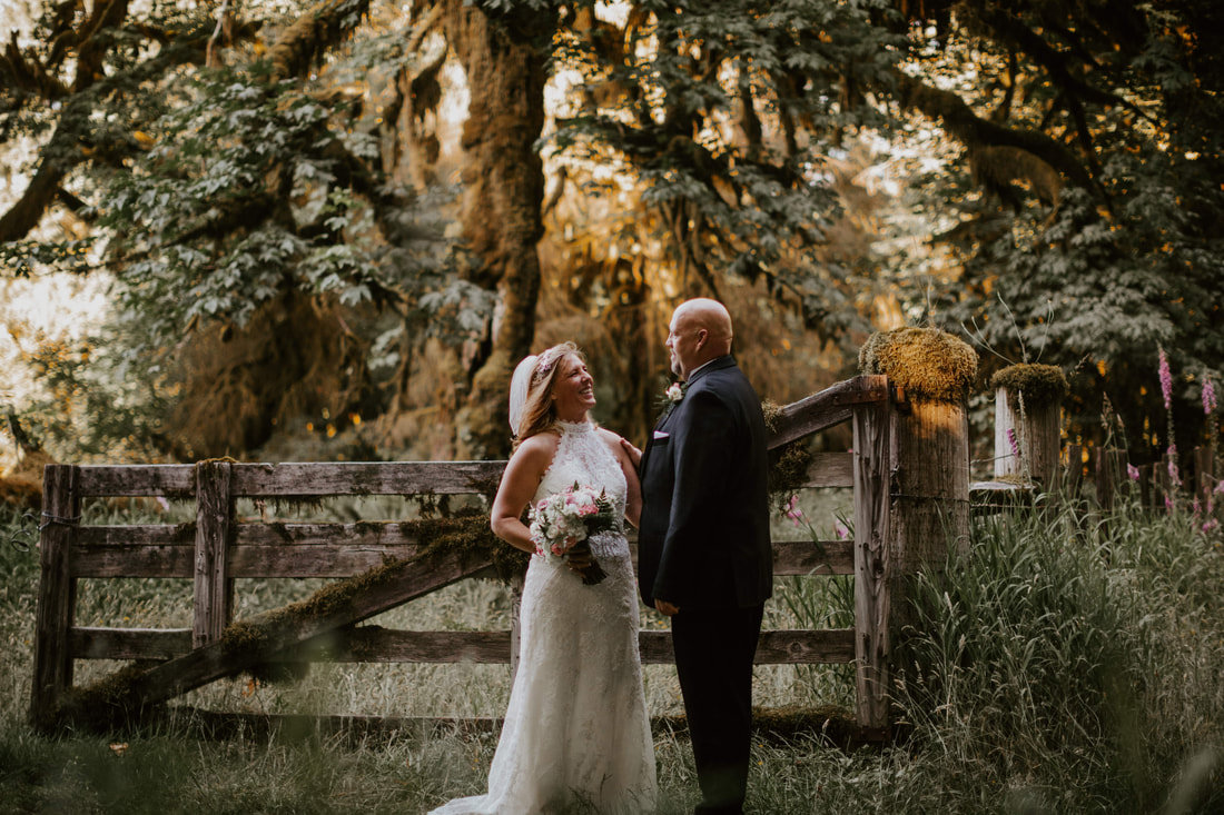 bride and groom at their Olympic National Park Wedding