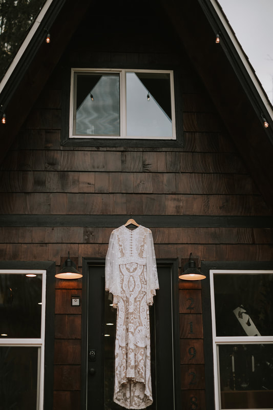 wedding dress in a frame cabin washington